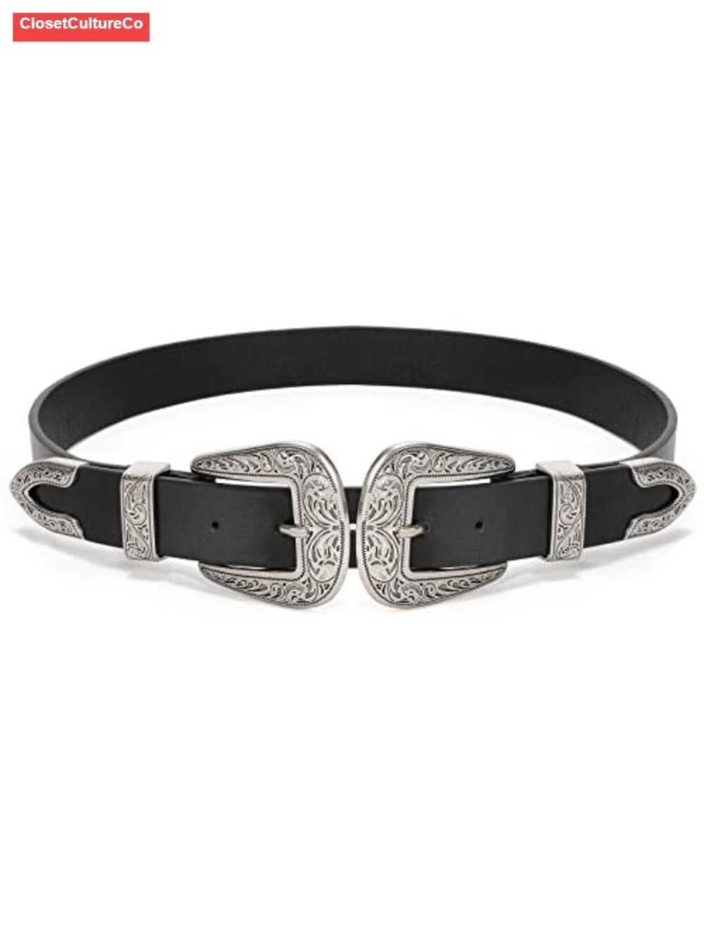Western Belt Double Buckle PU Leather Adjustable Cowgirl Rodeo